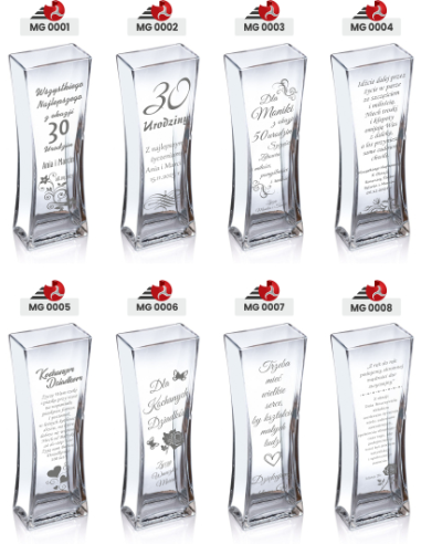 Szklany wazon z grawerem | Personalizowany prezent | Dowolny napis