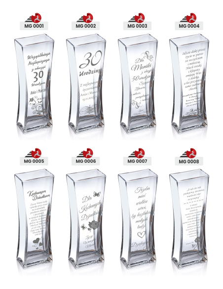 Szklany wazon z grawerem | Personalizowany prezent | Dowolny napis