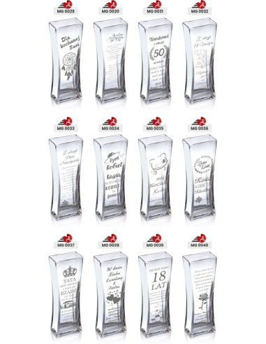 Szklany wazon z grawerem | Personalizowany prezent | Dowolny napis