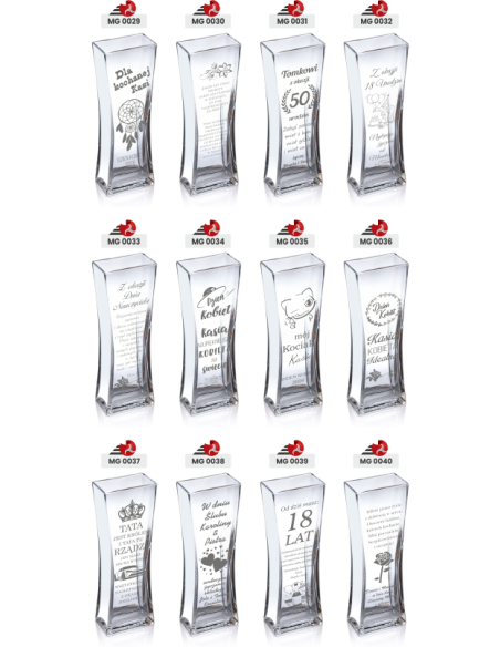 Szklany wazon z grawerem | Personalizowany prezent | Dowolny napis