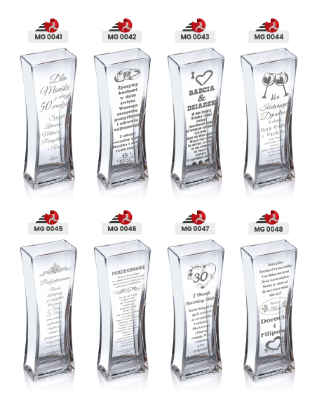 Szklany wazon z grawerem | Personalizowany prezent | Dowolny napis