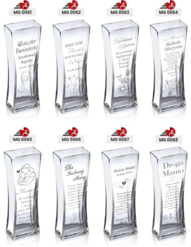 Szklany wazon z grawerem | Personalizowany prezent | Dowolny napis
