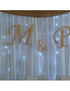 Imiona inicjały Młodych Młodej pary na ślub ze styroduru wysokość 20 cm grubość 2 cm malowane