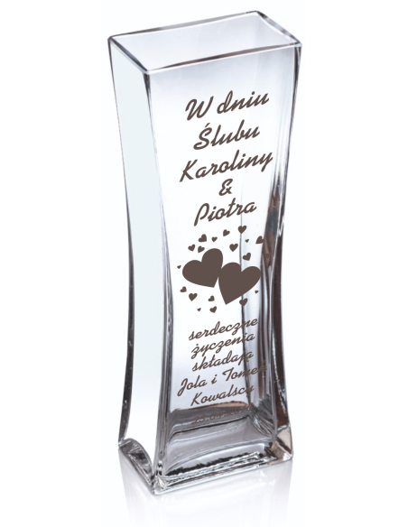 Szklany wazon z grawerem | Personalizowany prezent | Dowolny napis