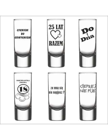 Kieliszek do wódki - zestaw 6 sztuk  z grawerem na prezent