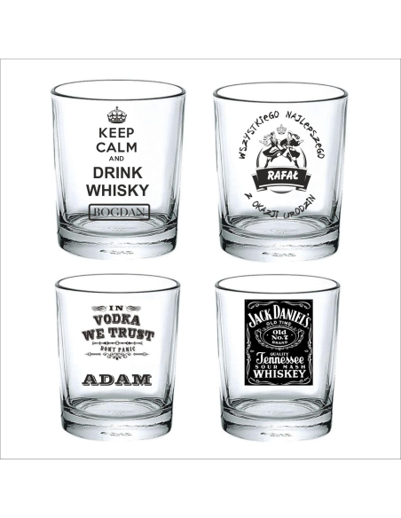 Szklanka do whisky wódki - zestaw 4 sztuk z grawerem na prezent