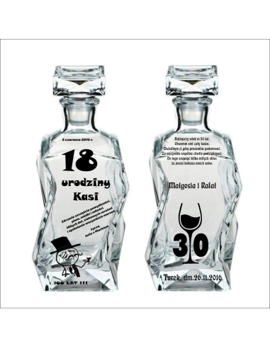 Karafka z grawerem na prezent urodziny