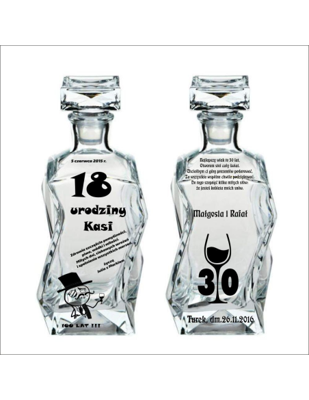 Karafka z grawerem na prezent urodziny