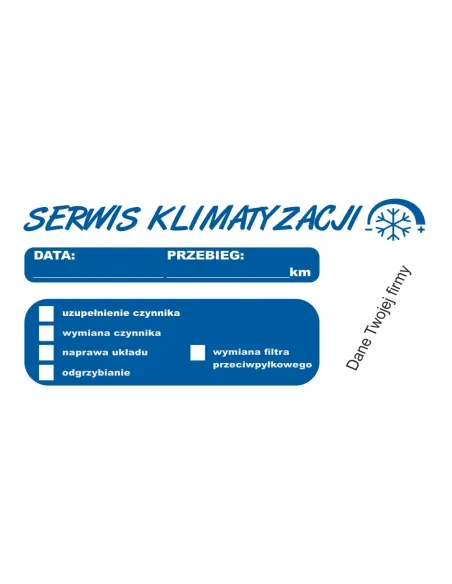 Naklejki serwisowe warsztatowe wymiana oleju klimatyzacja LPG