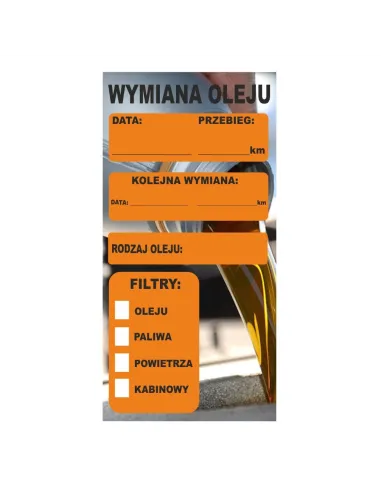 Naklejki serwisowe olej klimatyzacja wymiana LPG rozrząd