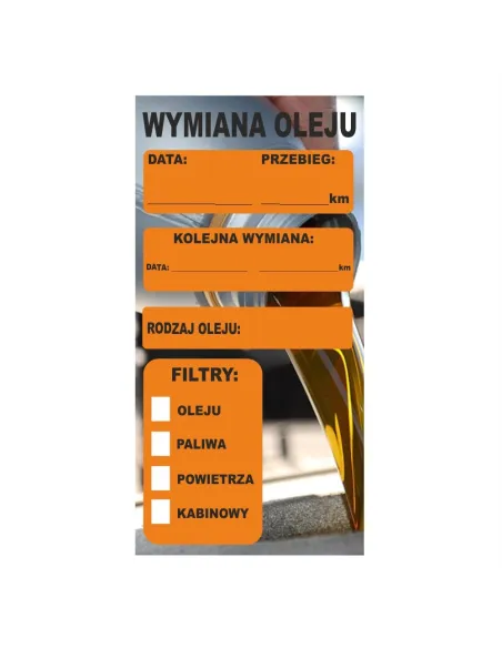 Naklejki serwisowe olej klimatyzacja wymiana LPG rozrząd