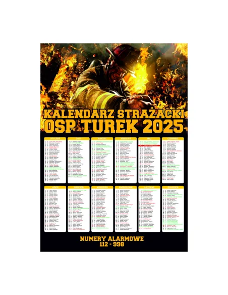 Kalendarz strażacki OSP PSP A3 2025 - 200 szt projekt gratis
