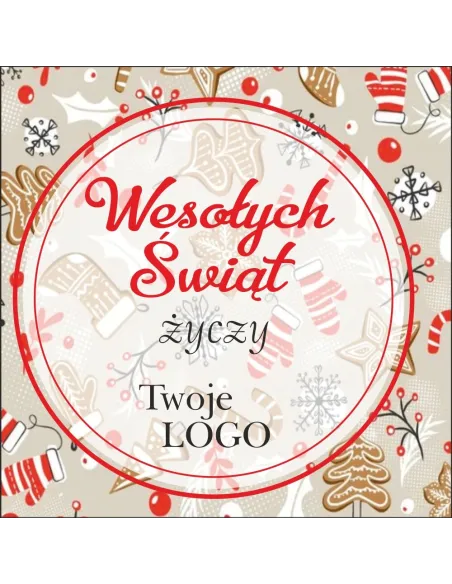 Naklejki świąteczne z życzeniami twoim logo 50szt