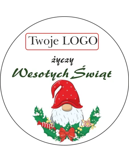 Naklejki świąteczne z życzeniami twoim logo 50szt