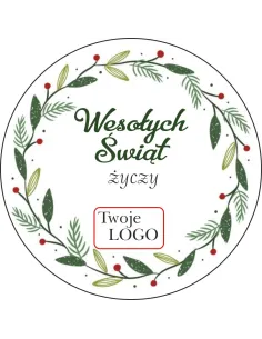 Naklejki świąteczne z życzeniami twoim logo 50szt