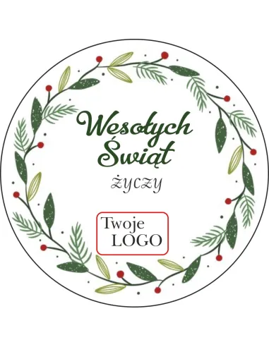 Naklejki świąteczne z życzeniami twoim logo 50szt