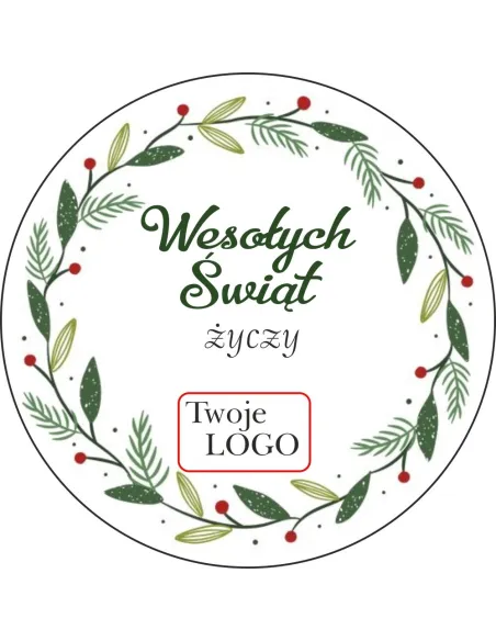 Naklejki świąteczne z życzeniami twoim logo 50szt