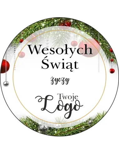 Naklejki świąteczne z życzeniami twoim logo 50szt