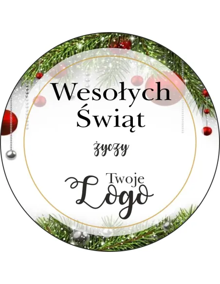 Naklejki świąteczne z życzeniami twoim logo 50szt
