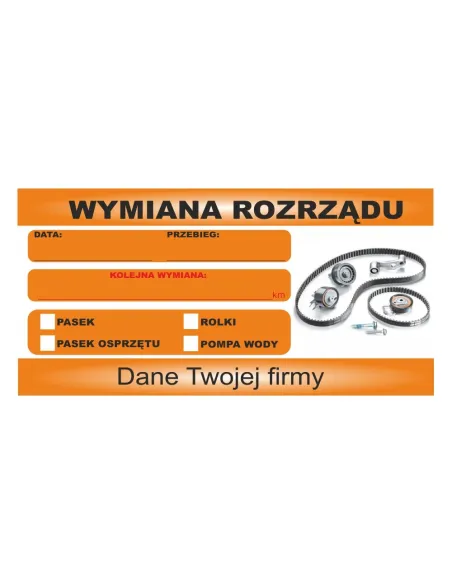 Naklejki serwisowe wymiana rozrządu
