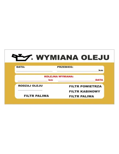 Naklejka serwisowa wymiana oleju 2 szt.