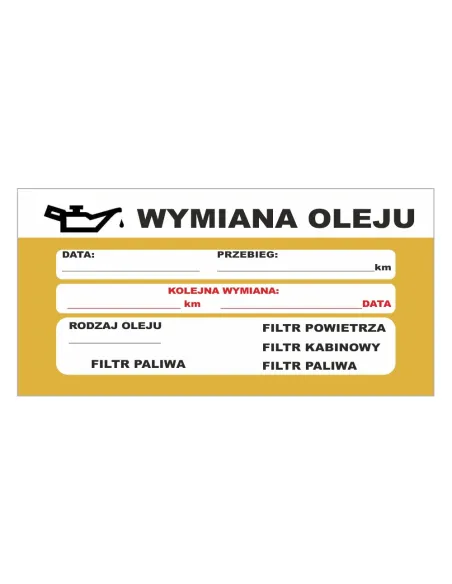 Naklejka serwisowa wymiana oleju 2 szt.