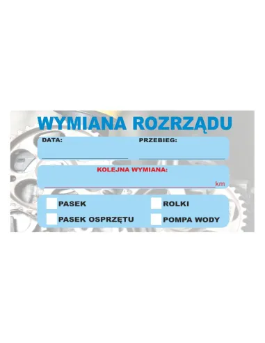 Naklejki warsztatowe wymiana rozrządu