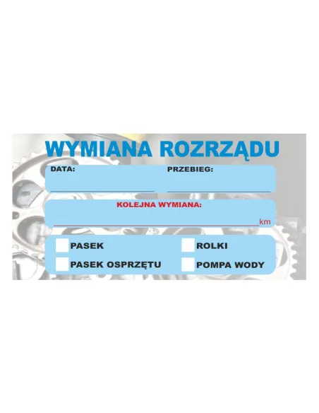 Naklejki warsztatowe wymiana rozrządu