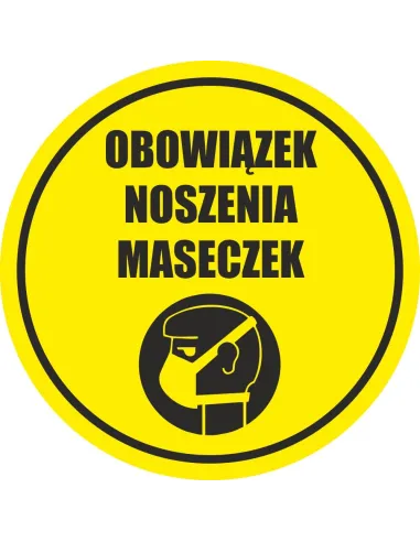 Naklejka ostrzegawcza obowiązek noszenia maseczki