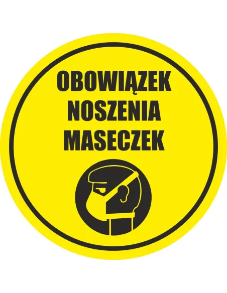 Naklejka ostrzegawcza obowiązek noszenia maseczki