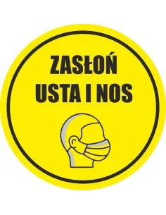 Naklejka ostrzegawcza zasłoń usta i nos