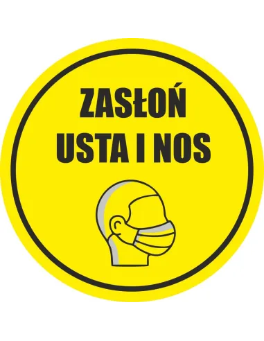 Naklejka ostrzegawcza zasłoń usta i nos
