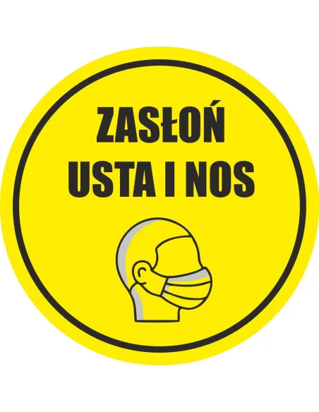 Naklejka ostrzegawcza zasłoń usta i nos