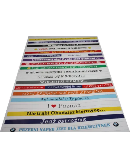 Naklejki na ramki pod tablice rejestracyjne - 10 szt