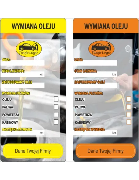 Naklejki wymiana oleju 200 szt