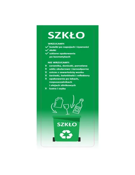 Naklejki segregacja śmieci na kosz EKO szkło