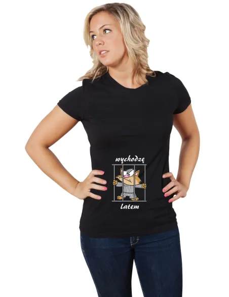 Koszulka z nadrukiem napis WYCHODZĘ LATEM