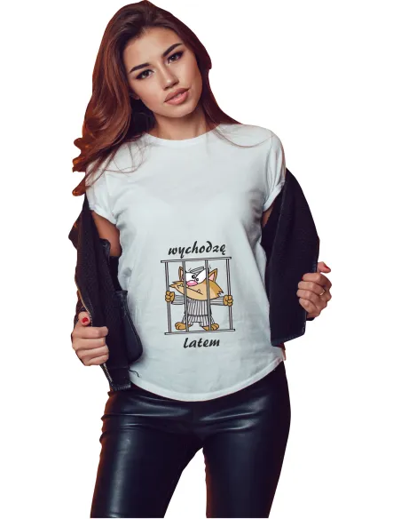Koszulka z nadrukiem napis WYCHODZĘ LATEM KRATKA