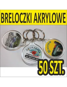 Breloki akrylowe okrągłe bryloczki reklamowe z nadrukiem logo 50szt