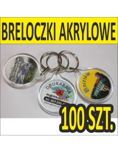 Breloki akrylowe okrągłe bryloczki reklamowe z nadrukiem logo 100szt