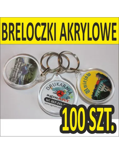Breloki akrylowe okrągłe bryloczki reklamowe z nadrukiem logo 100szt