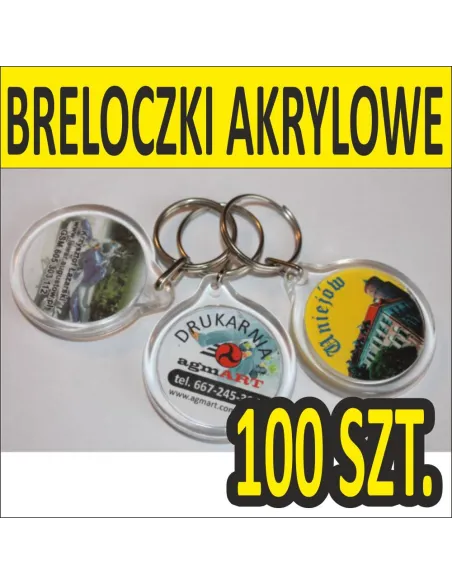 Breloki akrylowe okrągłe bryloczki reklamowe z nadrukiem logo 100szt