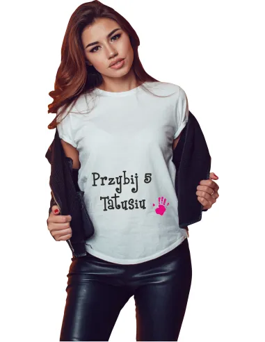 Koszulka z nadrukiem PREZENT dla MAMY CIĄŻA