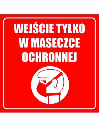 Naklejki wejście tylko w maseczce ochronnej