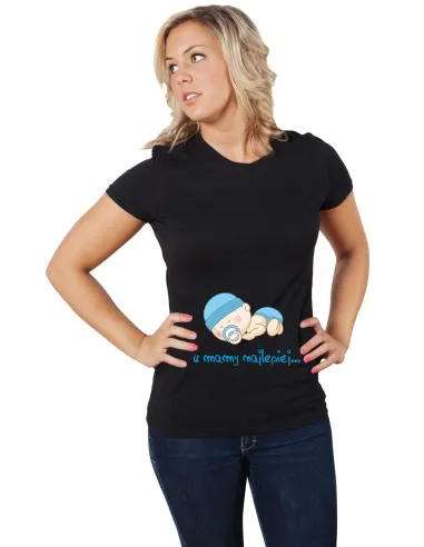 Koszulka z nadrukiem PREZENT U MAMY NAJLEPIEJ