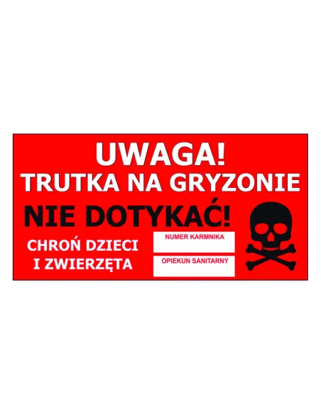 Naklejka informacyjna deratyzacyjny trutkę 10 szt