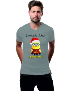 Koszulka świąteczna męska z nadrukiem Wesołych świąt Minionek Marcin