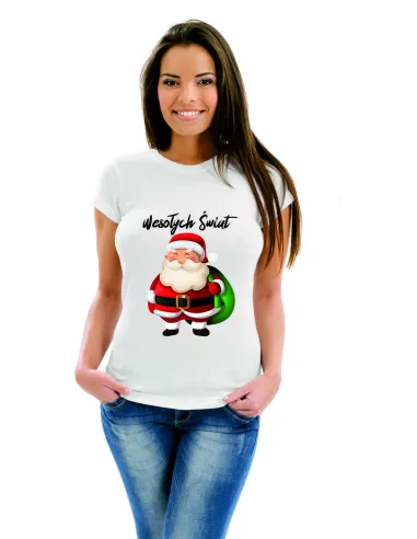 Koszulka świąteczna damska z nadrukiem Wesołych Świąt prezent na Święta Boże Narodzenie