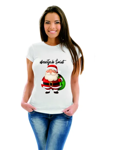 Koszulka świąteczna damska z nadrukiem Wesołych Świąt prezent na Święta Boże Narodzenie