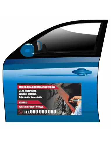 Magnes na samochód reklama magnetyczna mechanika naprawa skuterów